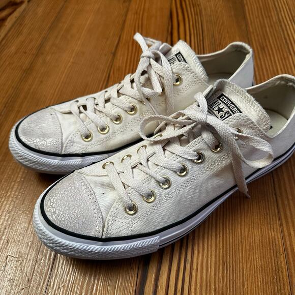 Converse All Star cream metallic toe low top sneakers SIZE 11 - Picture 7 of 7